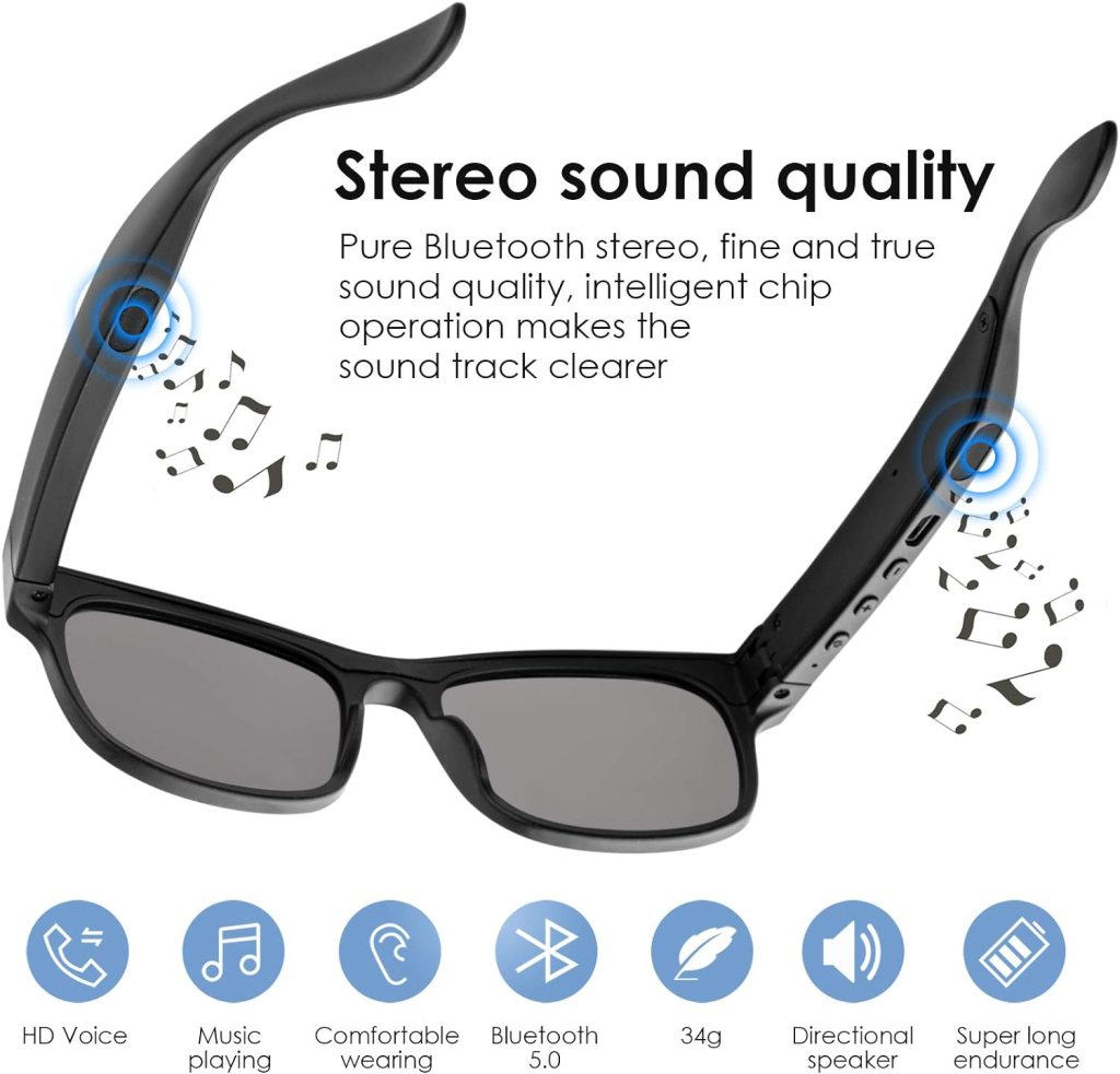 GELETE Smart glasses Smart Audio Glasses Wireless Bluetooth Sunglasses Polarized sunglasses IPX4 Waterproof