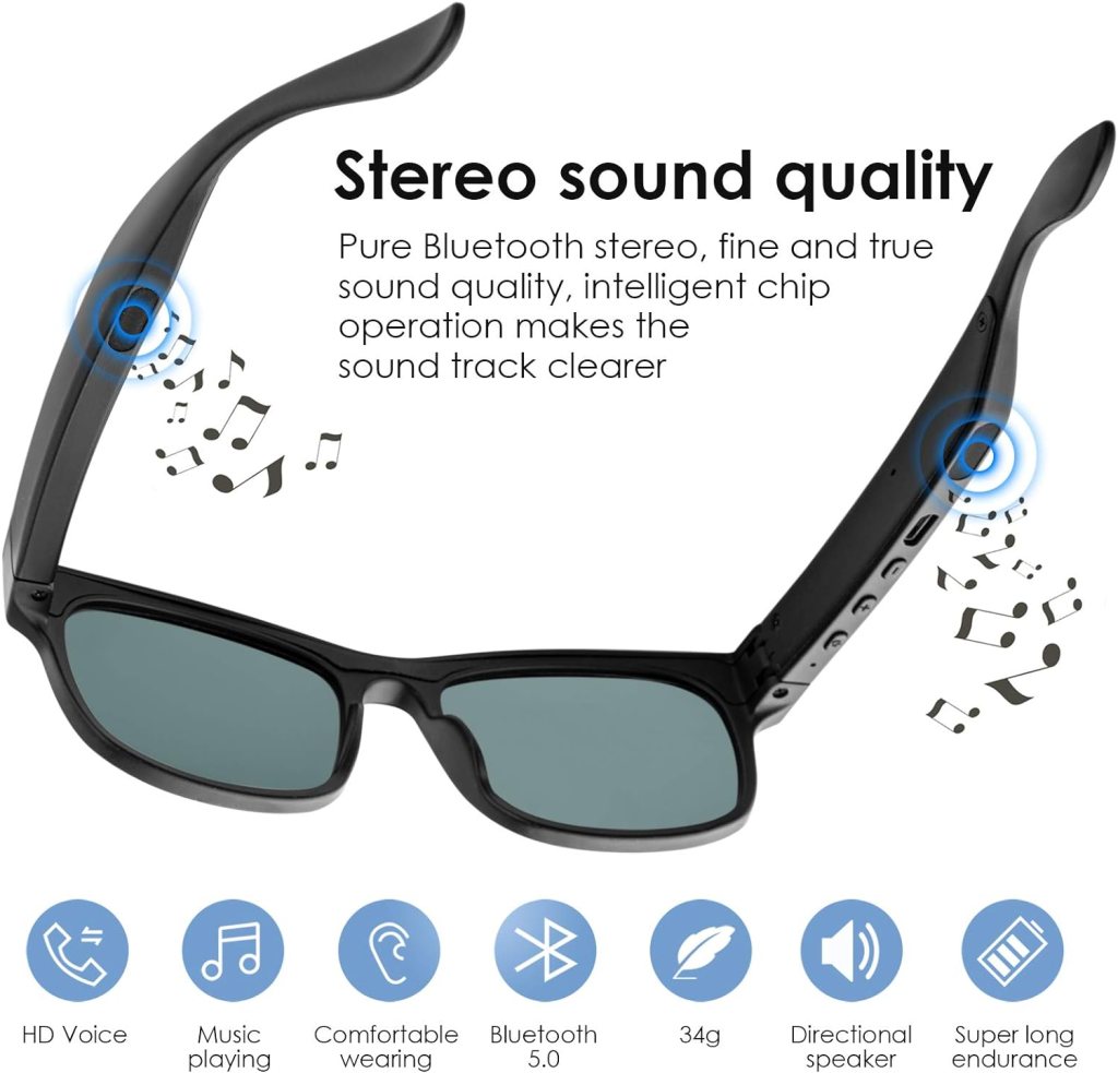GELETE Smart glasses Smart Audio Glasses Wireless Bluetooth Sunglasses Polarized sunglasses IPX4 Waterproof
