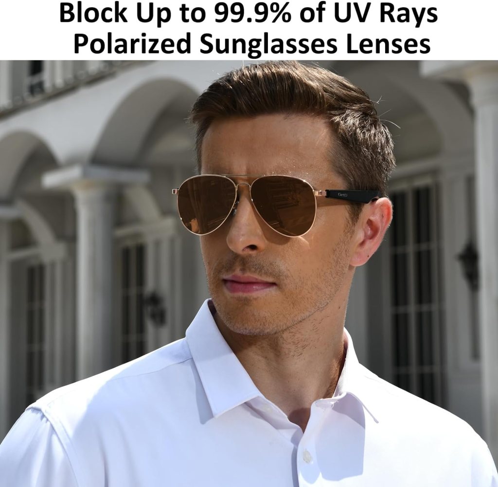 GetD Smart Bluetooth Sunglasses for Men and Women, Voice Control and Open Ear Style Smart Glasses Listen Music and Calls with Speakers IPX4 Waterproof Bluetooth Audio Glasse，Gen 1