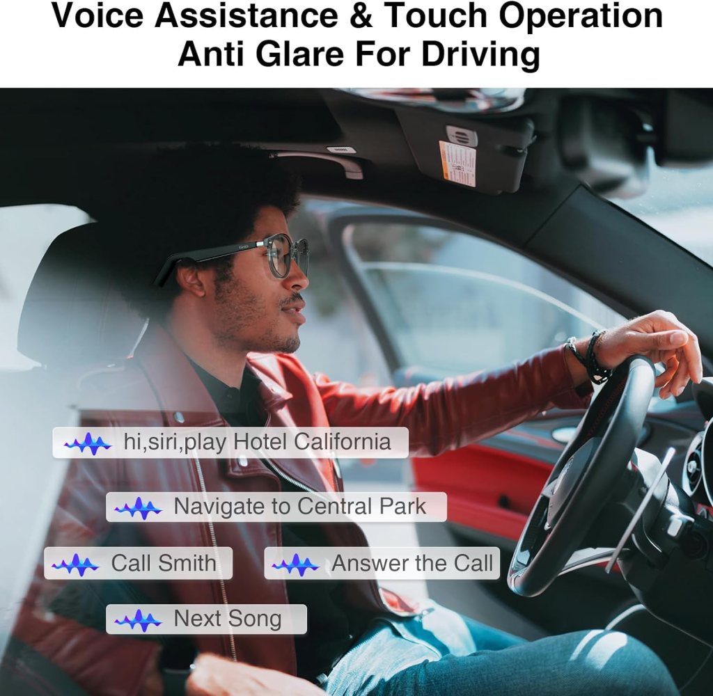 GetD Smart Bluetooth Sunglasses for Men and Women, Voice Control and Open Ear Style Smart Glasses Listen Music and Calls