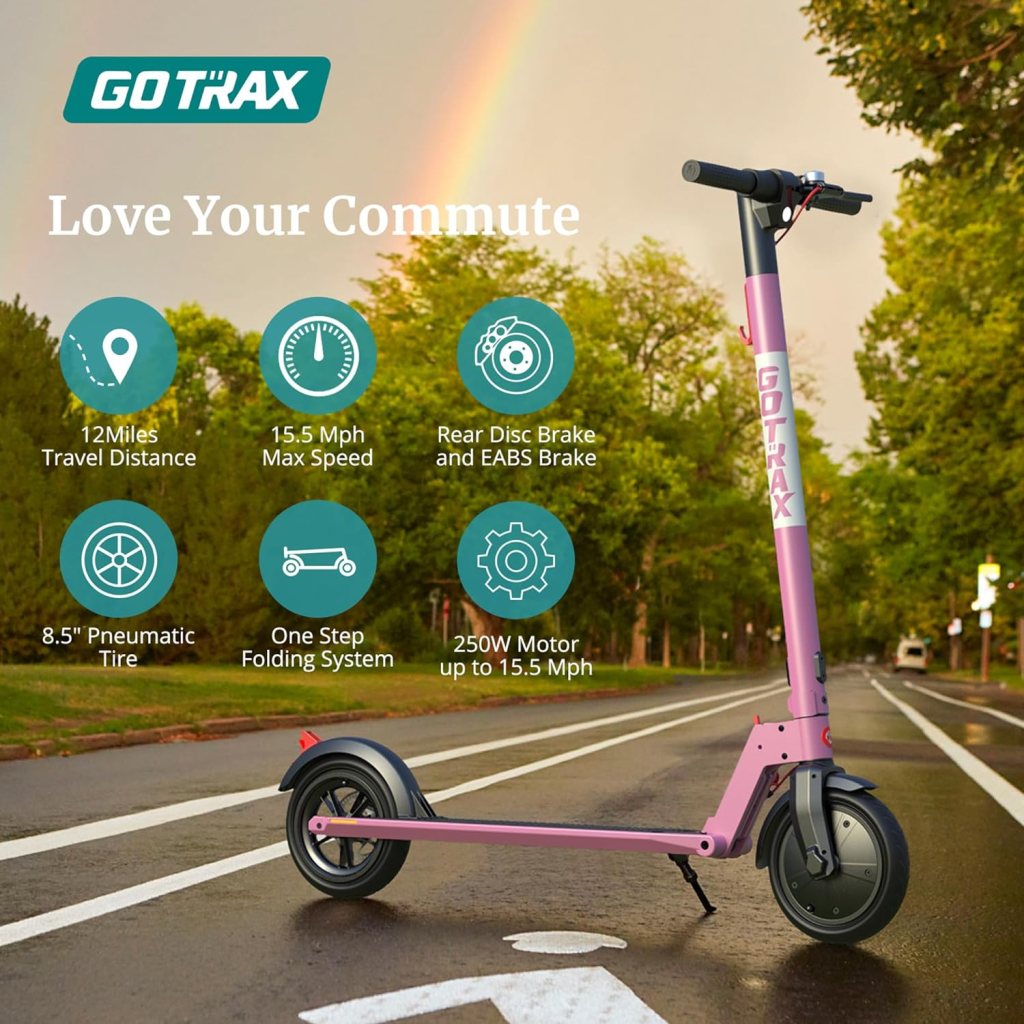 Gotrax GXL V2 Series Electric Scooter, 8.5 Pneumatic Tire, Max 12/16mile Range, 15.5mph Power by 250W/300W Motor, All Aluminum Body, Digital Display and Cruise Control Foldable Escooter for Adult Gotrax GXL V2 Series Electric Scooter, 8.5 Pneumatic Tire, Max 12/16mile Range, 15.5mph Power by 250W/300W Motor, All Aluminum Body, Digital Display and Cruise Control Foldable Escooter for Adult