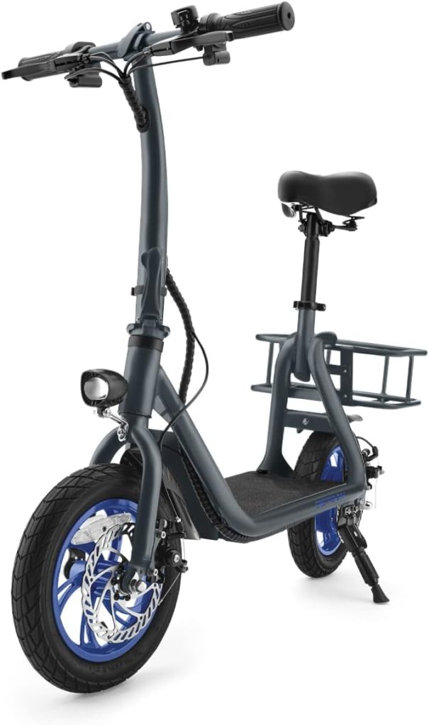 Jetson Ryder Electric Scooter, Twist Throttle, Adjustable Seat, Foldable Handlebar, Headlight, Rear Basket, 12 inch Wheels, Ages 12+