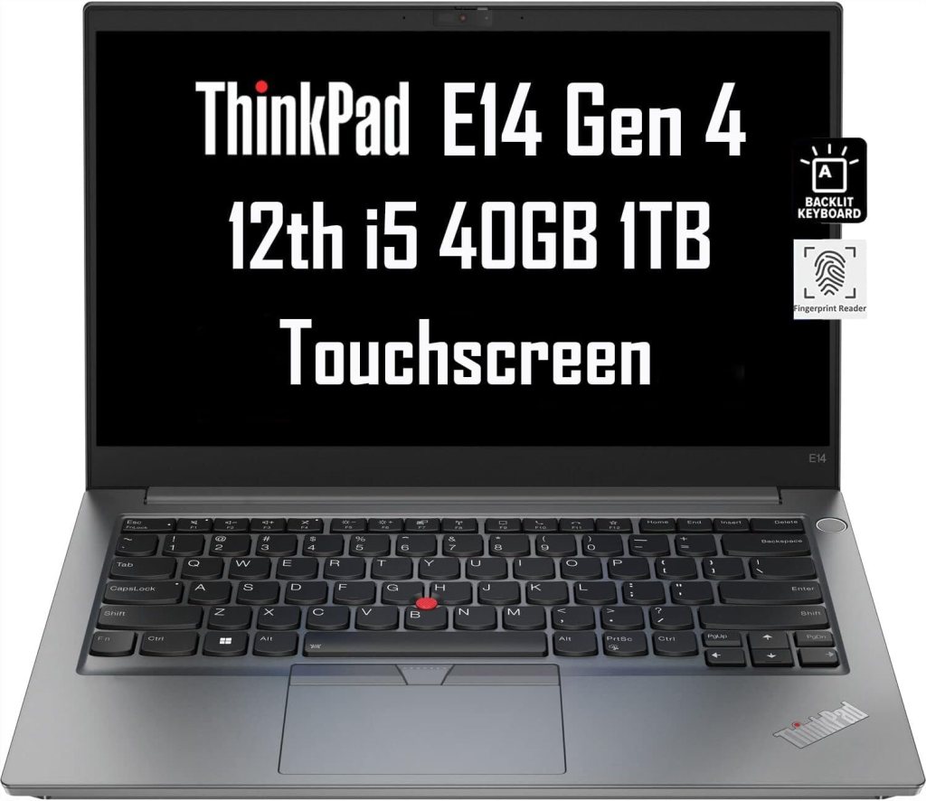 Lenovo ThinkPad E14 Gen 4 14 FHD Touchscreen (Intel Core i5-1235U, 16GB RAM, 512GB SSD, 10-Core Beat i7-1165G7) Business Laptop, Backlit, FP, 1080P Webcam, Narrow Bezel, Win 11 Pro, 2024, Metallic