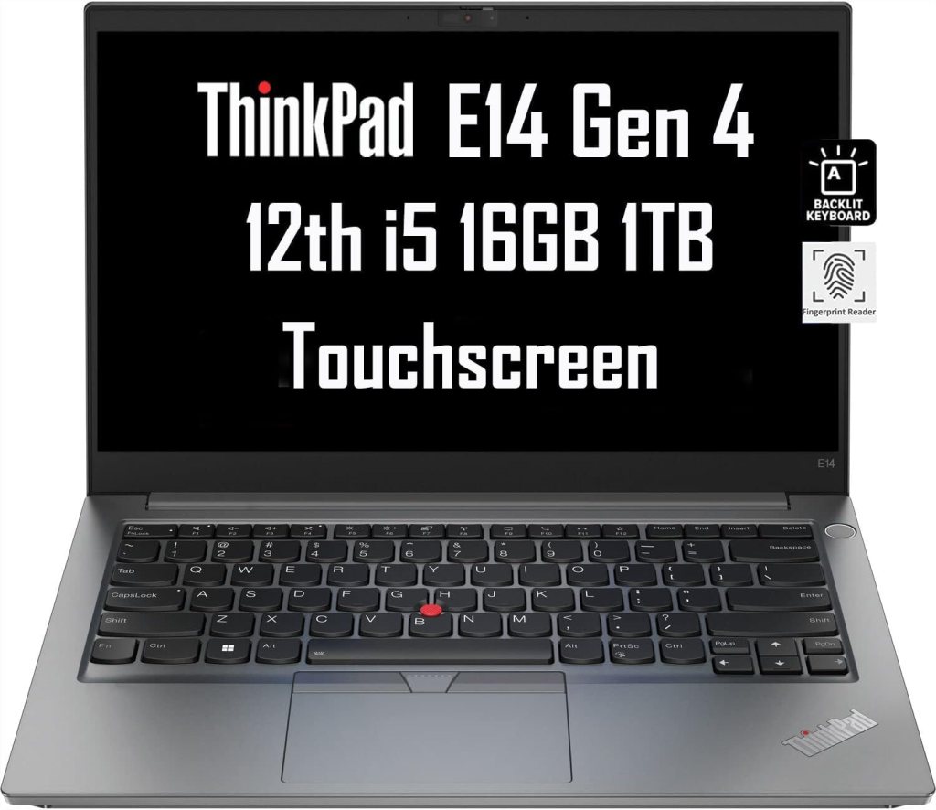 Lenovo ThinkPad E14 Gen 4 14 FHD Touchscreen (Intel Core i5-1235U, 16GB RAM, 512GB SSD, 10-Core Beat i7-1165G7) Business Laptop, Backlit, FP, 1080P Webcam, Narrow Bezel, Win 11 Pro, 2024, Metallic