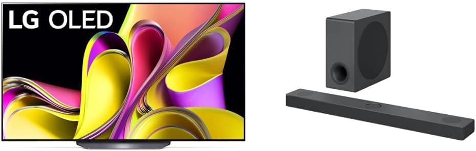 LG B3 Series 77-Inch Class OLED Smart TV OLED77B3PUA, 2023 Sound Bar and Wireless Subwoofer S90QY - 5.1.3 Ch, 570 Watts Output, Home Theater Audio with Dolby Atmos, DTS:X, and IMAX Enhanced