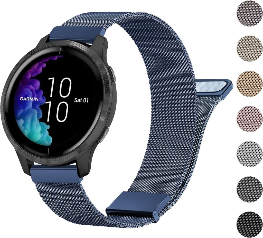 Meliya Metal Band Compatible with Garmin Venu 2 Plus / Venu Sq / Venu / Vivoactive 3 Watch Band Women Men, Stainless Steel Replacement Strap for Garmin Vivomove Sport, Vivoactive 3 Music, Forerunner 645 / 245 Music Smart Watch