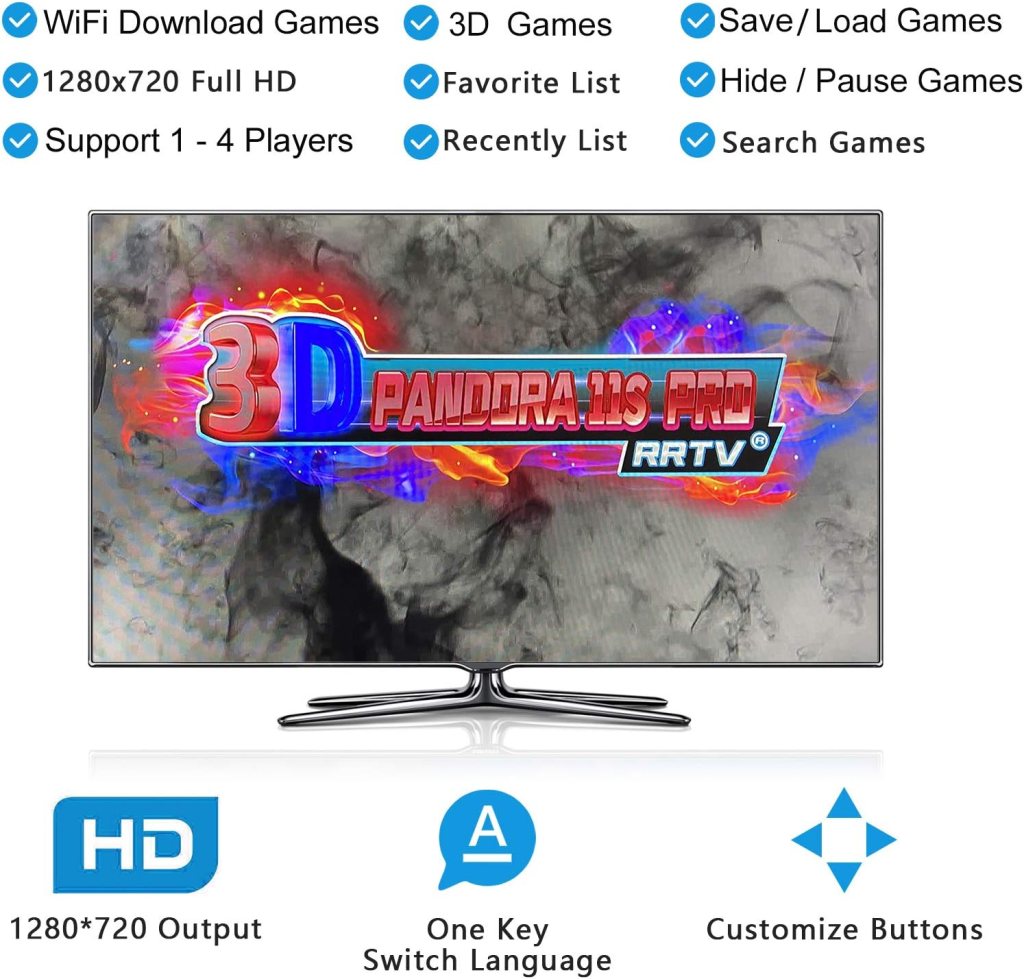 RegiisJoy【10000 Games in 1 】 Arcade Game Console WiFi Function Pandora Box Arcade 18S for PC  Projector  TV,1280X720,Search/Hide/Save/Load/Pause Games,