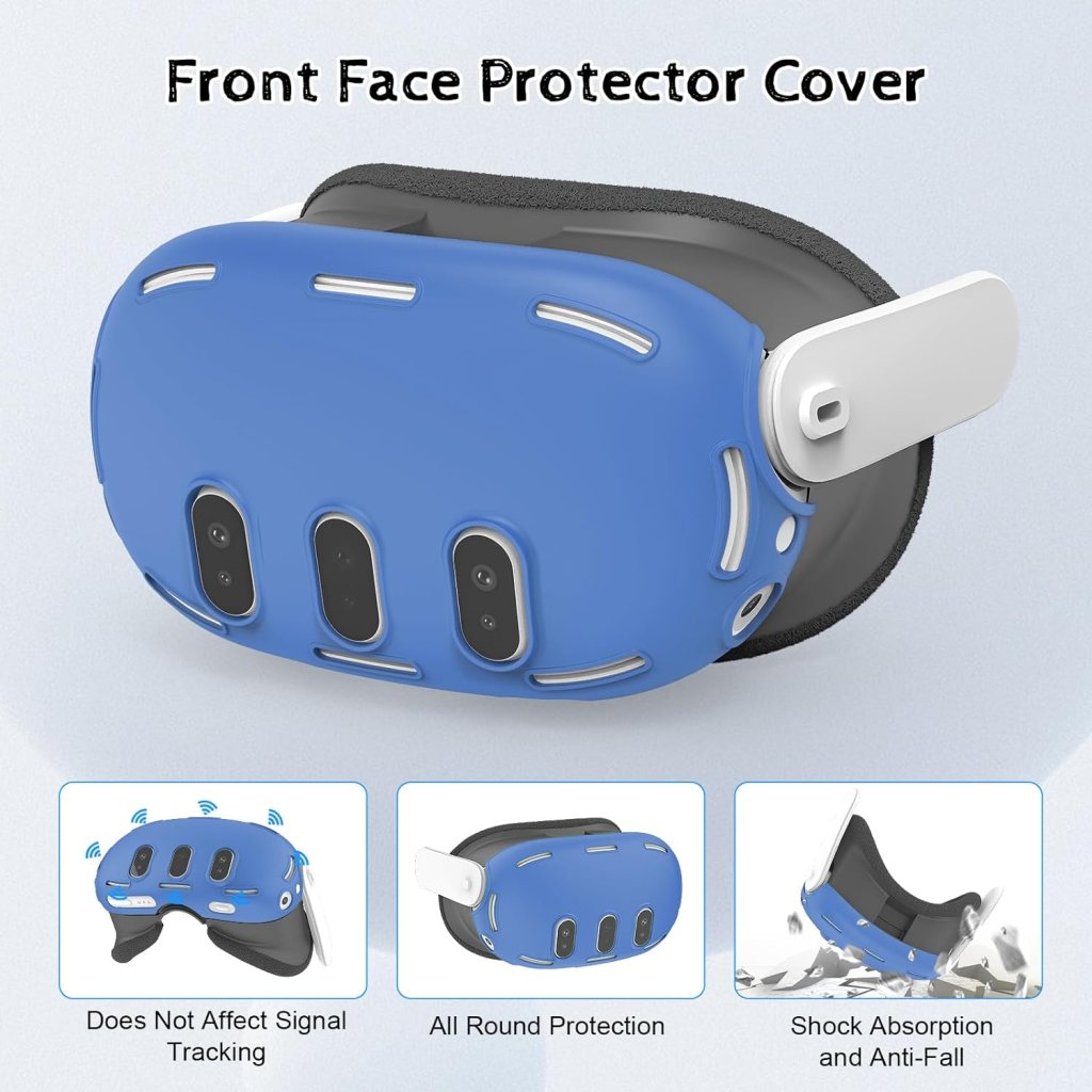 Relohas Deluxe 5 in 1 Silicone Accessories for Meta Quest 3, VR Protective Case Set for Oculus Quest 3, Controller Grip Cover, VR Shell Cover, Face Cover, Gifts for Christmas  Halloween (Orange)