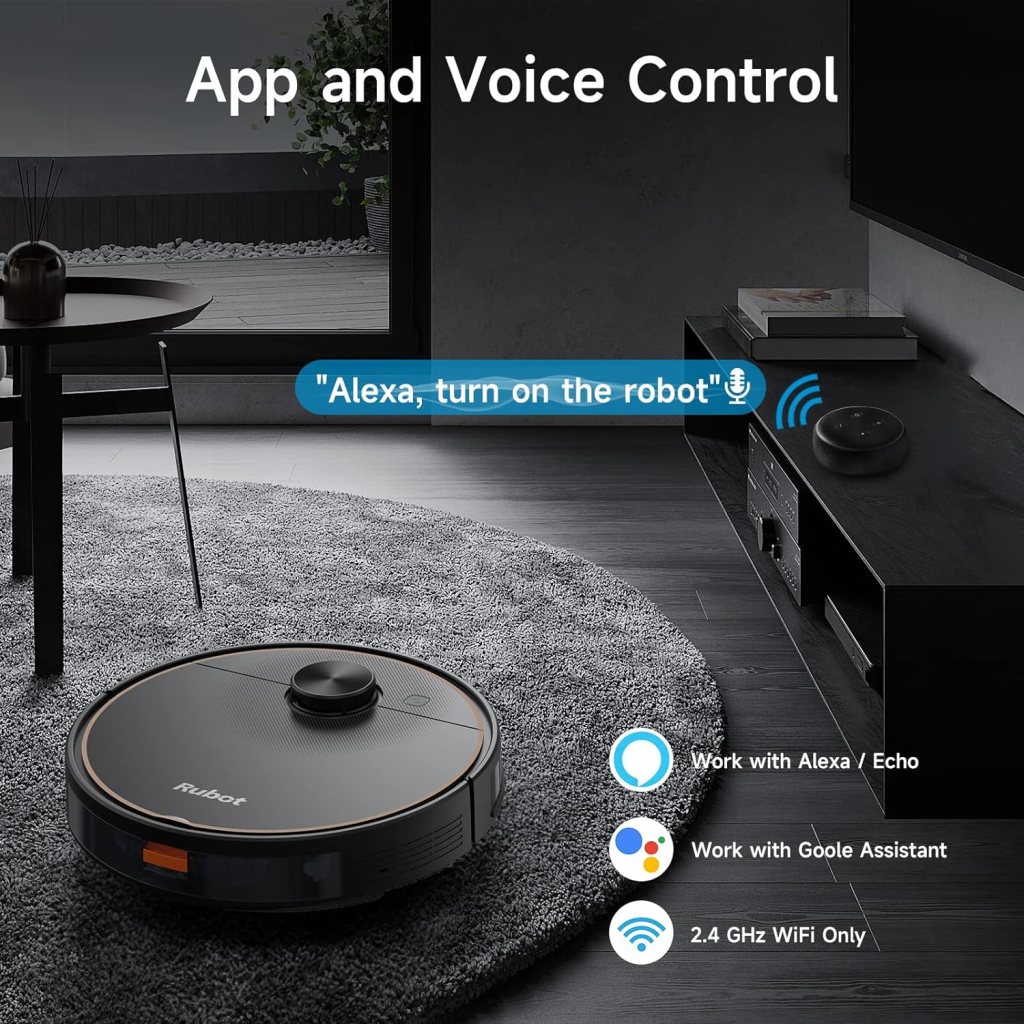 RUBOT Robot Vacuum Cleaner, Robot Vacuum and Mop Combo 4800Pa Suction 2 in 1 Vacuum Robot with LDS Navigation 200min Runtime, Multi-Floor Mapping, No-go Zone, Compatible Alexa, for Carpet Hard Floor
