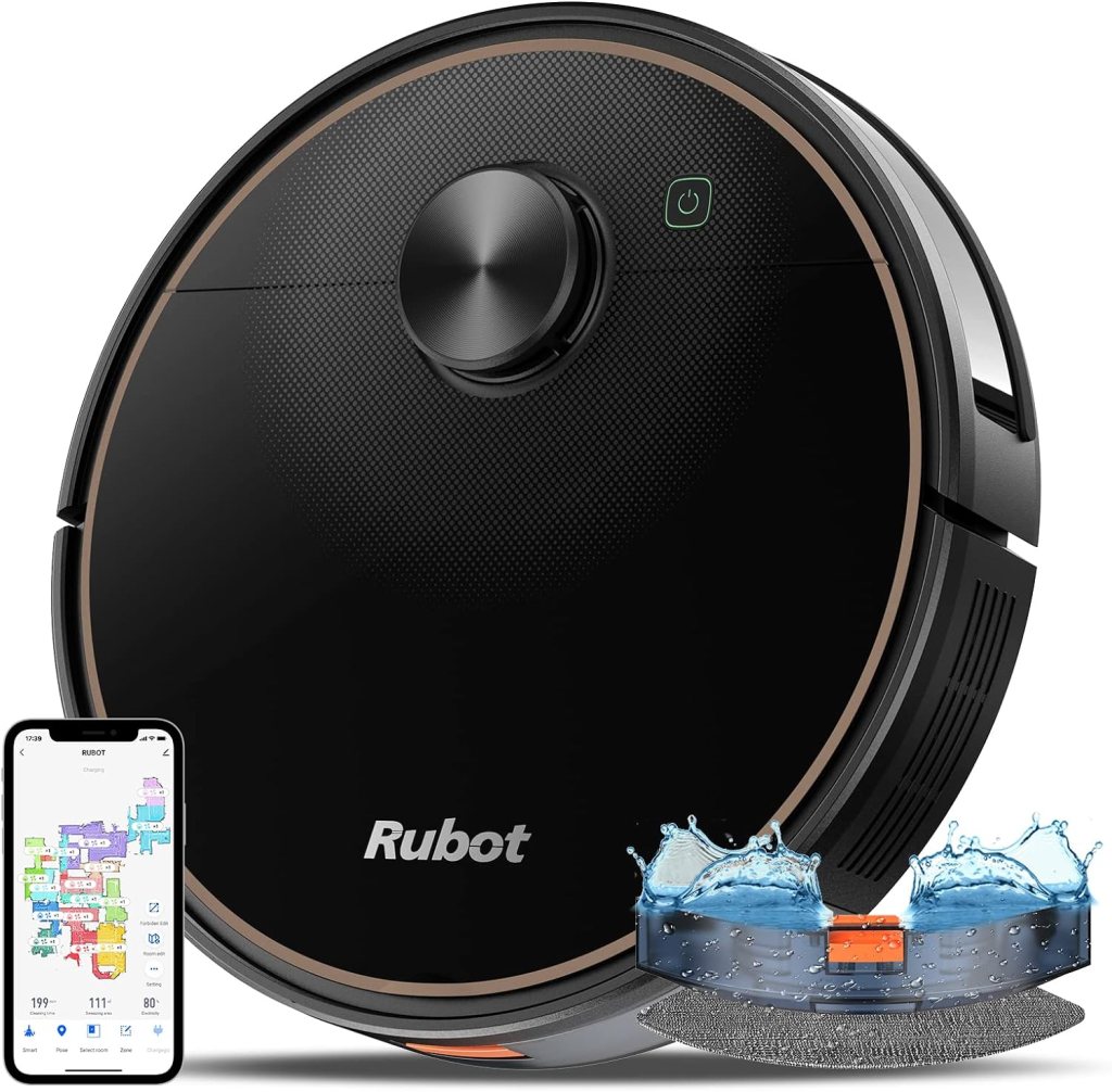 RUBOT Robot Vacuum Cleaner, Robot Vacuum and Mop Combo 4800Pa Suction 2 in 1 Vacuum Robot with LDS Navigation 200min Runtime, Multi-Floor Mapping, No-go Zone, Compatible Alexa, for Carpet Hard Floor