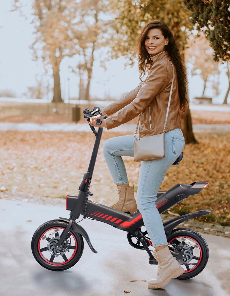 Sailnovo Electric Bicycle, 14 Electric Bike for Adults and Teenagers Ebike with 18.6MPH Waterproof Folding Electric Bike with 36V 374WH Lithium-Ion Battery Throttle  Pedal Assist,City Commuter