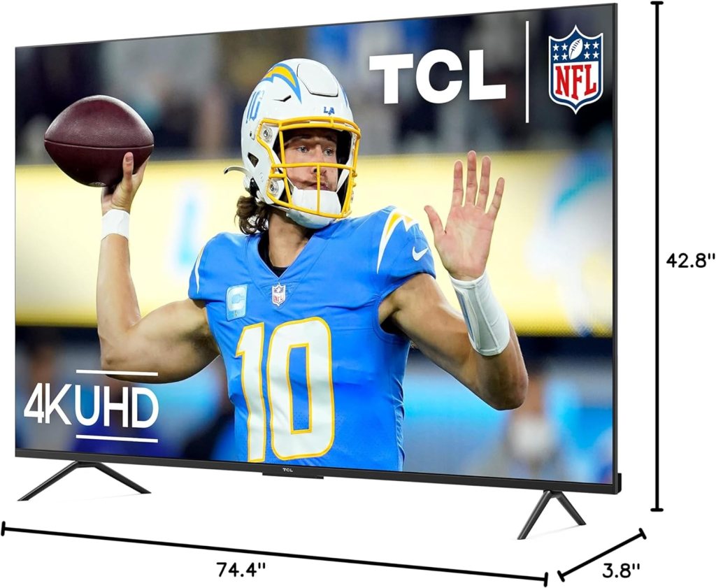 TCL 43-Inch Class S4 4K LED Smart TV with Google (43S450G, 2023 Model), Dolby Vision, HDR Pro, Atmos, Assistant Built-in Voice Remote, Works Alexa, Streaming UHD Television