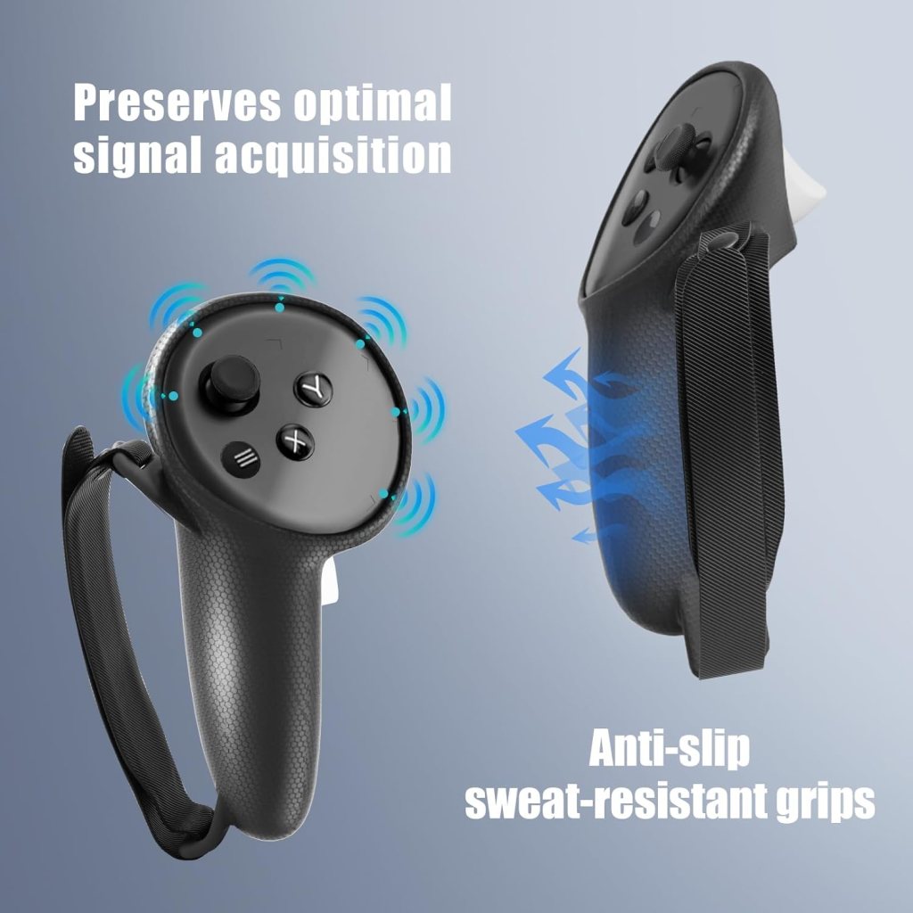 VR Touch Controller Grip Cover for Meta Quest 3 Accessories, Silicone Headset Cover, Face Cover, Protective Lens Cover, Anti-Throw Accessories Set for Quest 3(Black)