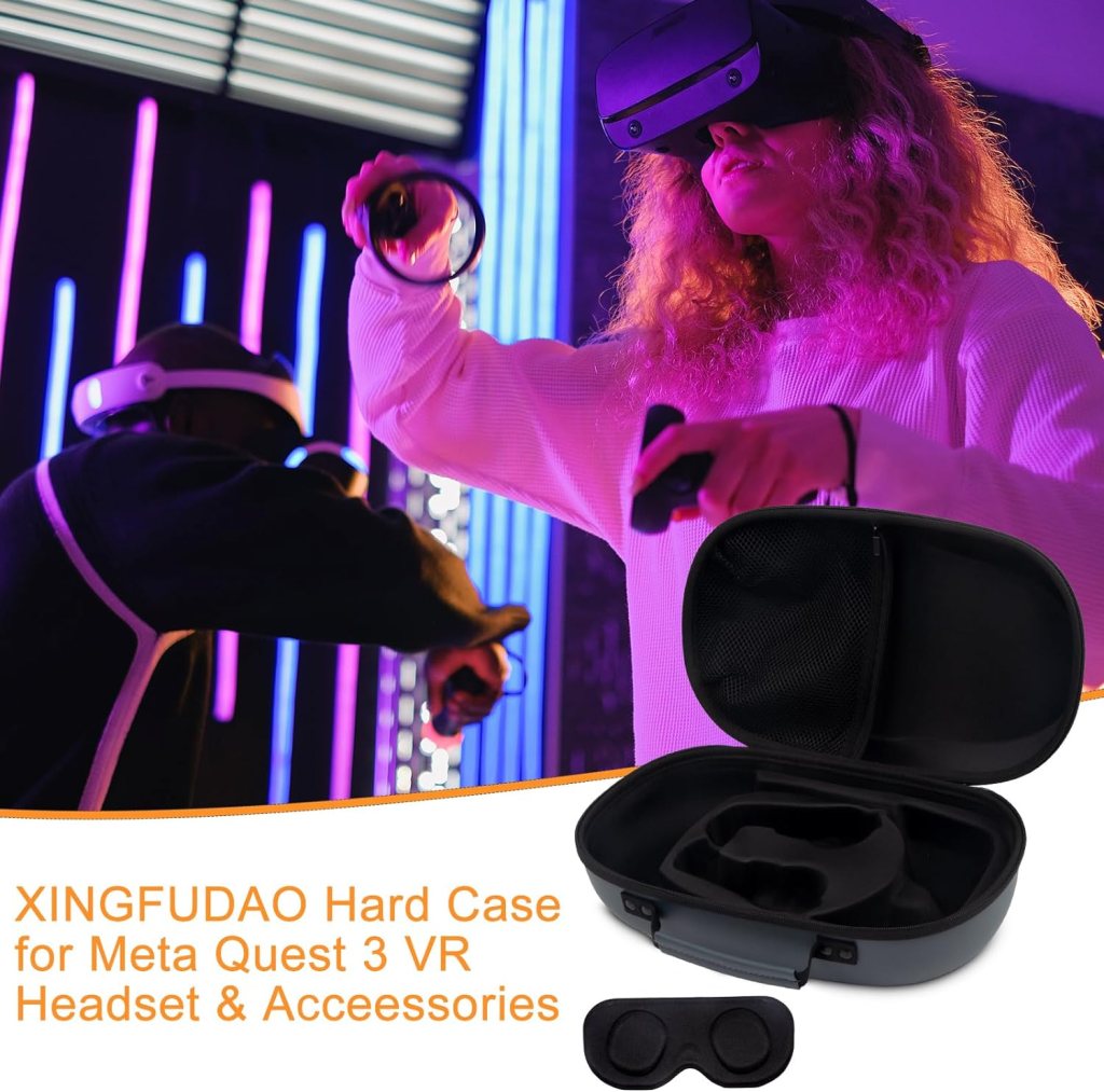 XINGFUDAO Hard Case for Meta Quest 3 VR Headset Gaming Console, Meta Quest 3 Carrying Case with Customized Storage Space, Waterproof Shockproof Portable Bag with Mesh Pocket for Accessories Gray XINGFUDAO Hard Case for Meta Quest 3 VR Headset Gaming Console, Meta Quest 3 Carrying Case with Customized Storage Space, Waterproof Shockproof Portable Bag with Mesh Pocket for Accessories Gray