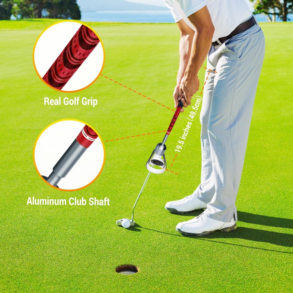 ZHGM VR Golf Club Attachment for Oculus Quest 2/ Meta Quest 2, Aluminum Golf Club Handle Accessory with Realistic Rubber Grip 2 Straps, 1: 1 Molded Controller Cup, Blue