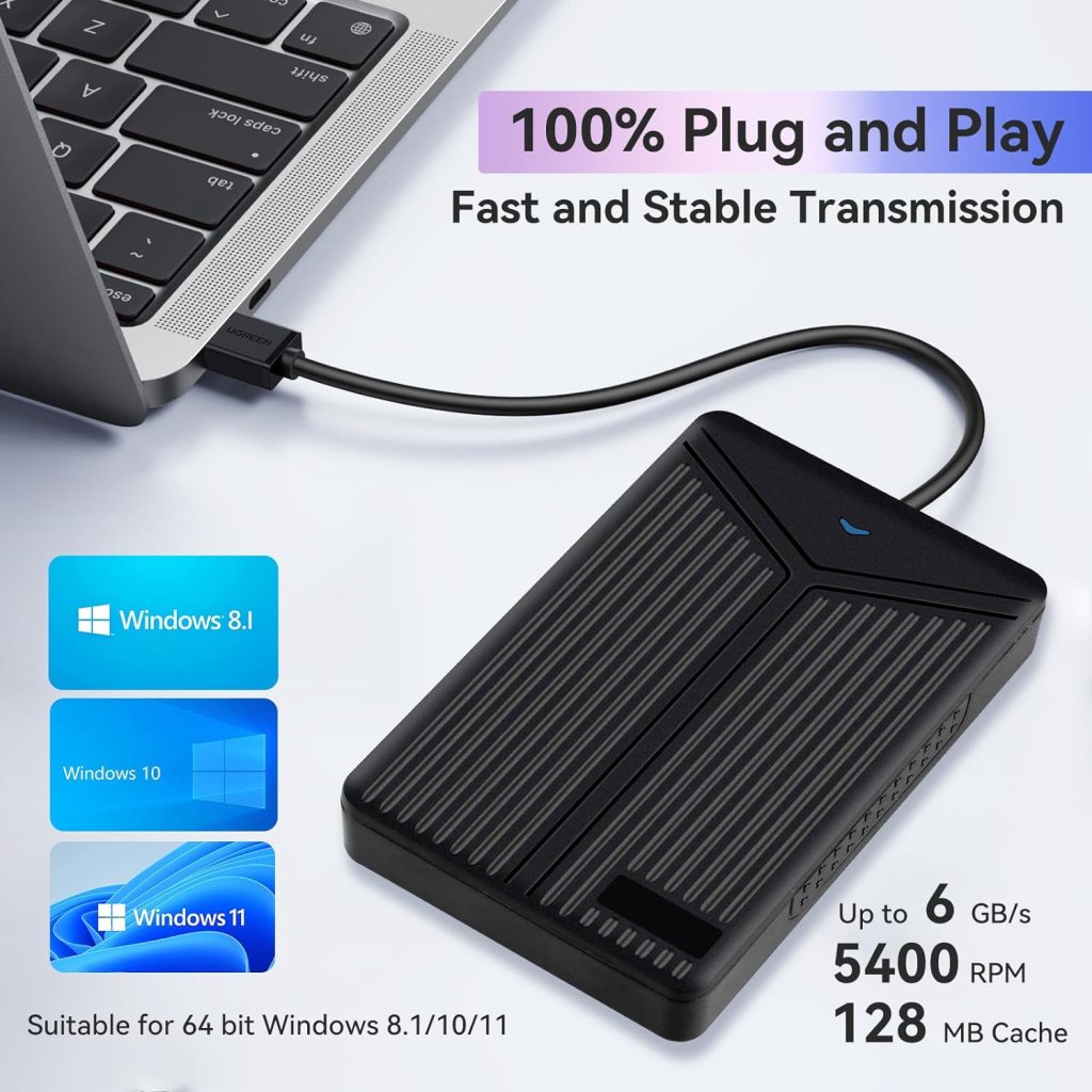 5T Retro Game Console HDD with 60649 Video Games, 80+ Emulator Console Built-in Game HDD, 58 AAA PC Games, Retrobat, Launchbox, Playnite 3 Game System, Support Win 8.1/10/11, 2 Wireless Controllers