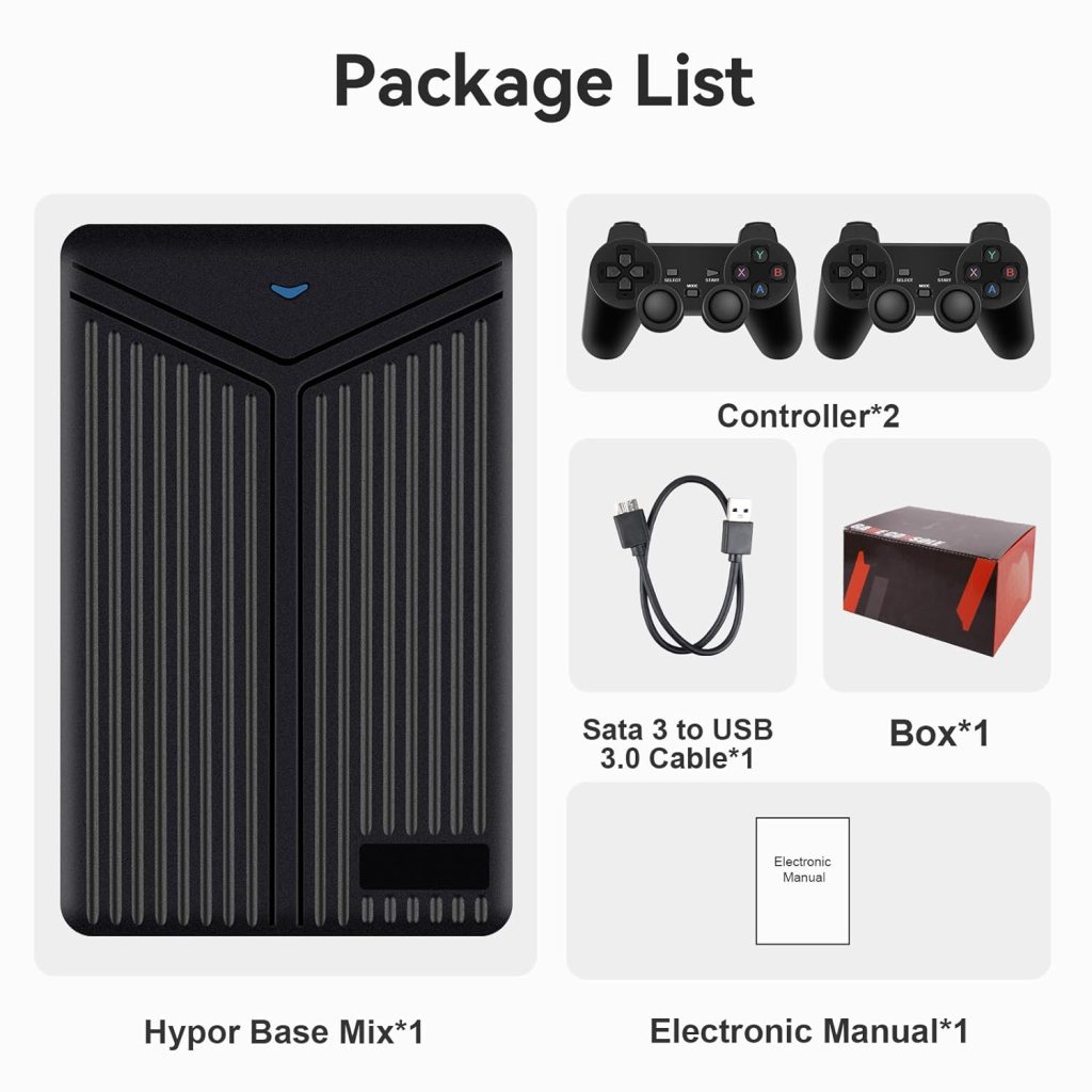 5T Retro Game Console HDD with 60649 Video Games, 80+ Emulator Console Built-in Game HDD, 58 AAA PC Games, Retrobat, Launchbox, Playnite 3 Game System, Support Win 8.1/10/11, 2 Wireless Controllers