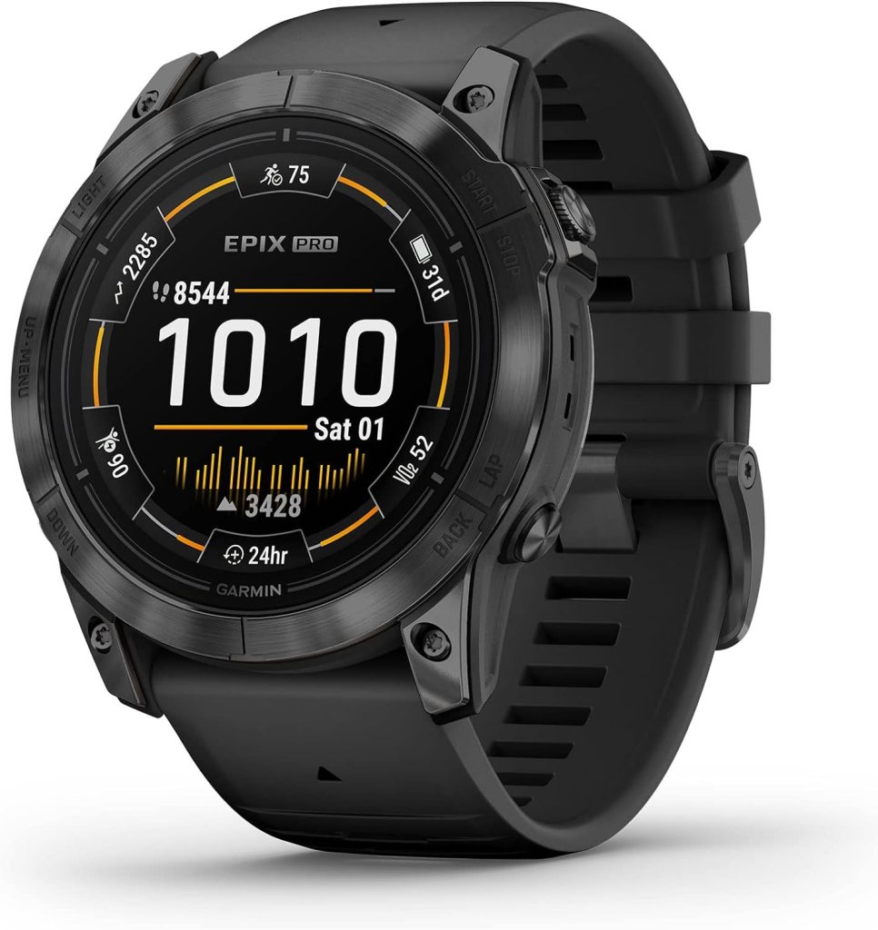 Garmin epix Pro (Gen 2) Sapphire Edition, 42mm, High Performance Smartwatch, Advanced Training Technology, Built-in Flashlight, Light Sand