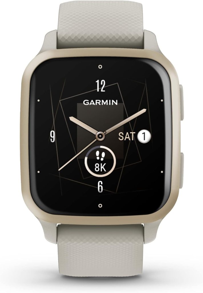 Garmin Venu® Sq 2 - Music Edition, GPS Smartwatch, All-Day Health Monitoring, Long-Lasting Battery Life, AMOLED Display, Cream Gold and French Gray