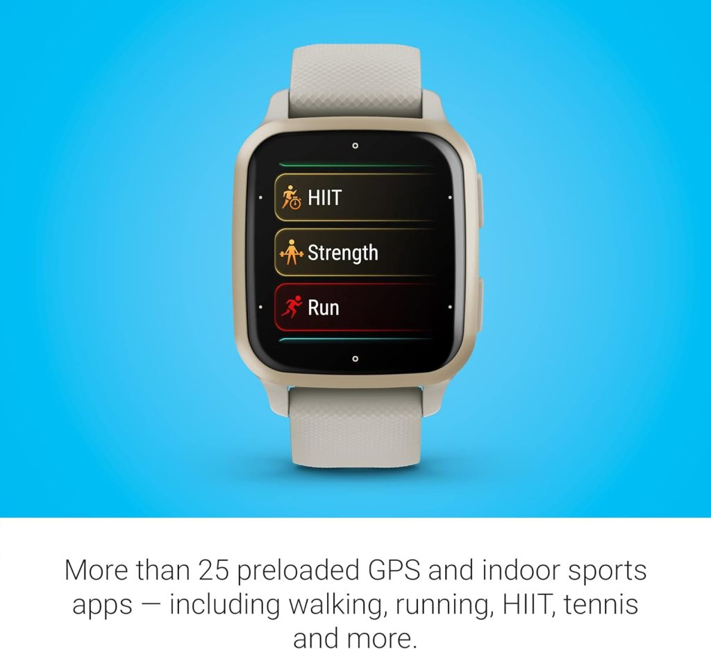 Garmin Venu® Sq 2 - Music Edition, GPS Smartwatch, All-Day Health Monitoring, Long-Lasting Battery Life, AMOLED Display, Cream Gold and French Gray