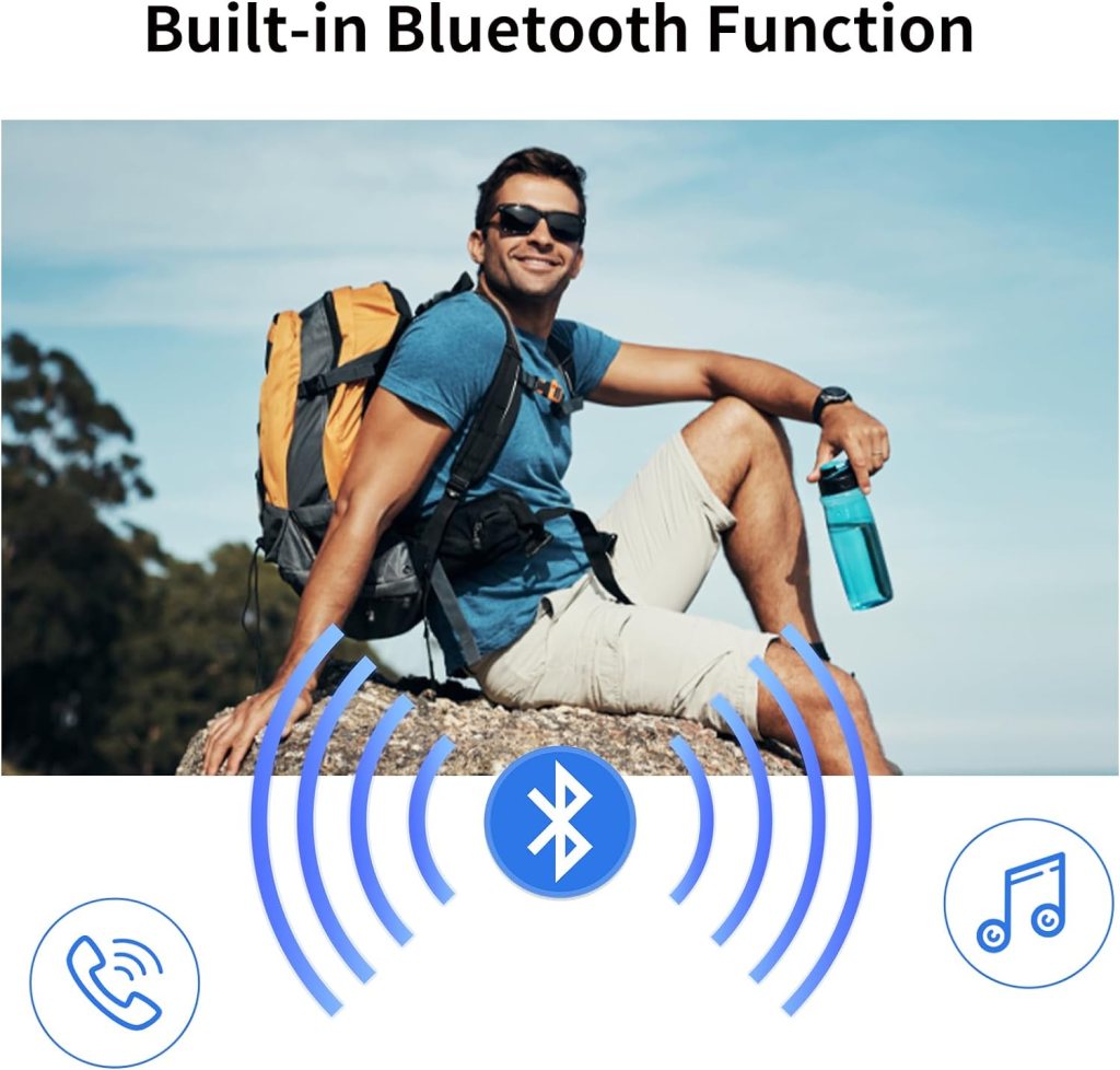 REEDTOCK Music Camera Glasses 1080P Smart Sunglasses Video Glasses With Bluetooth-Headset, Easy Wear Wireless Music Speaker, Sports Action Camera for Biking, Skiing, Motorcycling, Fishing, Travelling
