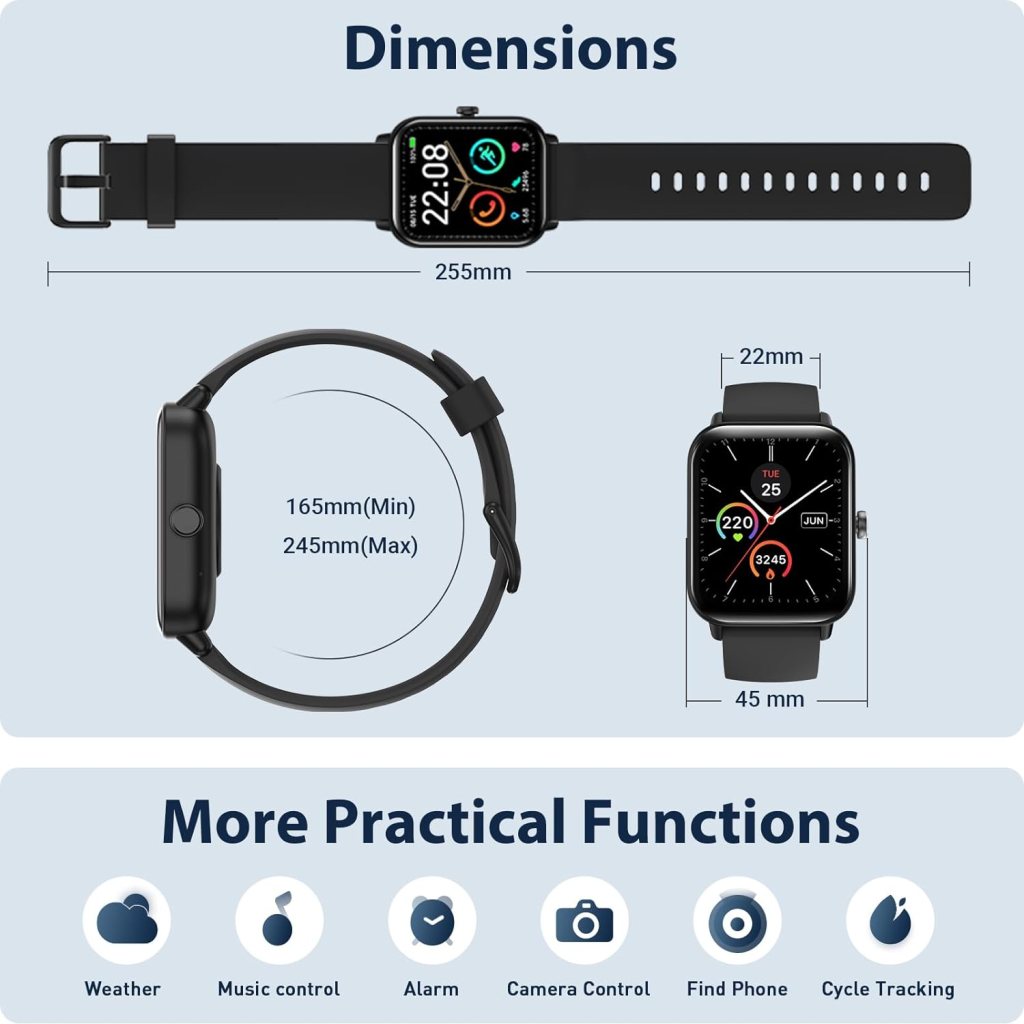 Smart Watch for Women (Alexa Built-in  Bluetooth Call), 1.8 Smartwatch with SpO2/Heart Rate/Sleep/Stress Monitor, Calorie/Step/Distance Counter, 100 Sport Modes, IP68 Fitness Watch for Android iOS