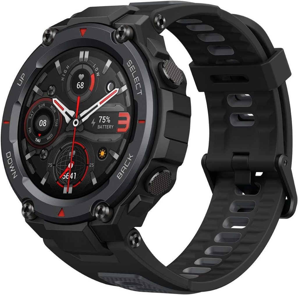 Amazfit T-Rex Pro Smart Watch, Rugged Military Certified, GPS, 18-Day Battery, Heart Rate Monitoring VO2 Max, Sleep Health Monitoring, 10 ATM Water-Resistant, with AI Fitness App (Black) Amazfit T-Rex Pro Smart Watch, Rugged Military Certified, GPS, 18-Day Battery, Heart Rate Monitoring VO2 Max, Sleep Health Monitoring, 10 ATM Water-Resistant, with AI Fitness App (Black)