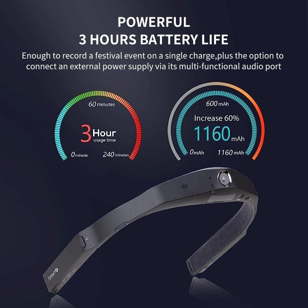 Drift X3 Video Camera Camcorder, 1080P Head Mounted Camera Hands Free Wearable Vlog Camera, Wi-Fi APP Control, with Bluetooth Headset, Elastic Headband