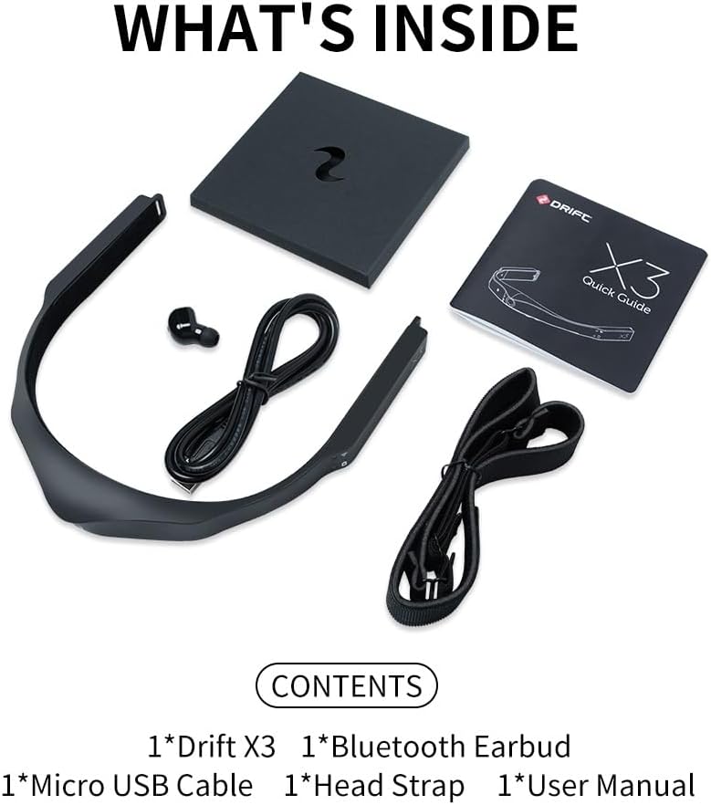 Drift X3 Video Camera Camcorder, 1080P Head Mounted Camera Hands Free Wearable Vlog Camera, Wi-Fi APP Control, with Bluetooth Headset, Elastic Headband