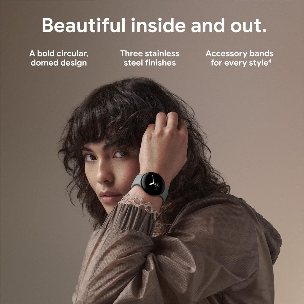 Google Pixel Watch - Android Smartwatch with Fitbit Activity Tracking - Heart Rate Tracking Watch - Matte Black Stainless Steel case with Obsidian Active band - WiFi