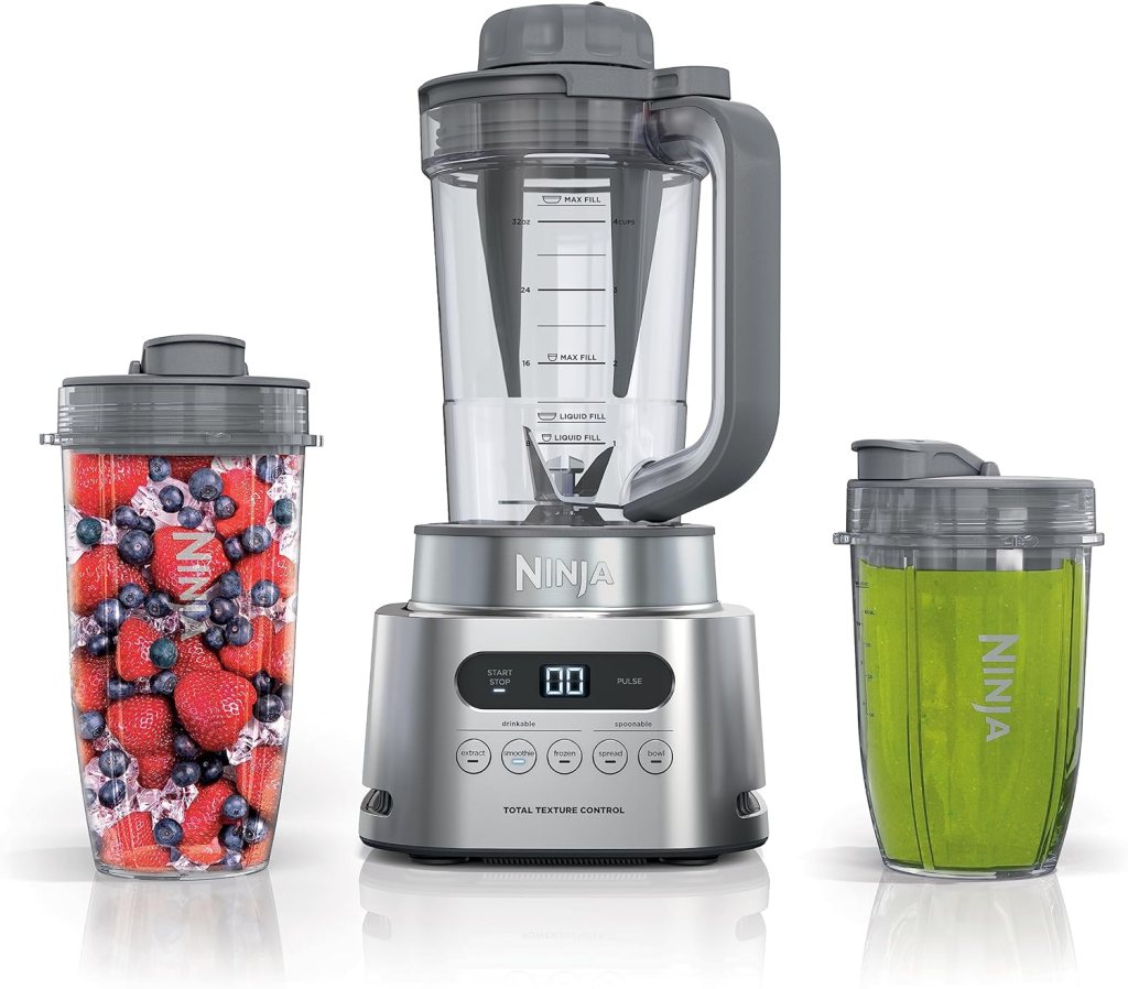 Ninja SS151 TWISTi Blender DUO, High-Speed 1600 WP Smoothie Maker Nutrient Extractor* 5 Functions Smoothie, Spreads More, smartTORQUE, 34-oz. Pitcher (2) To-Go Cups, Gray Ninja SS151 TWISTi Blender DUO, High-Speed 1600 WP Smoothie Maker Nutrient Extractor* 5 Functions Smoothie, Spreads More, smartTORQUE, 34-oz. Pitcher (2) To-Go Cups, Gray