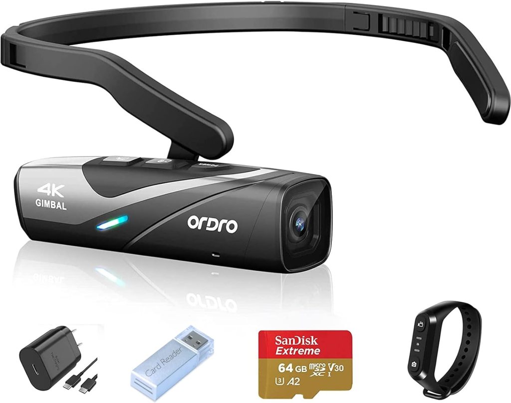 Ordro EP8 4K Head-Mounted Video Camera, Ultra HD 4K 60FPS Camcorder Vlog Hands Free Wearable Camera, Has 2-Axis Gimbal Video Stabilizer, Wi-Fi APP, Auto Focus with Remote Control,64G Micro SD Card Ordro EP8 4K Head-Mounted Video Camera, Ultra HD 4K 60FPS Camcorder Vlog Hands Free Wearable Camera, Has 2-Axis Gimbal Video Stabilizer, Wi-Fi APP, Auto Focus with Remote Control,64G Micro SD Card