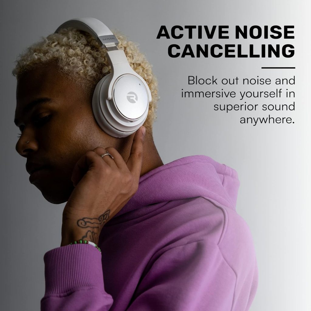 Raycon Everyday Wireless Bluetooth Over Ear Headphones, with Active Noise Cancelling, Awareness Mode and Built in Microphone, IPX 4 Water Resistance, 38 Hours of Battery Life (Rose Gold) Raycon Everyday Wireless Bluetooth Over Ear Headphones, with Active Noise Cancelling, Awareness Mode and Built in Microphone, IPX 4 Water Resistance, 38 Hours of Battery Life (Rose Gold)
