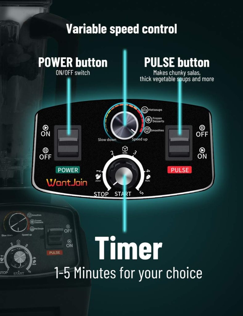 WantJoin Professional Blender, Countertop Blender,Blender for kitchen Max 1800W High Power Home and Commercial Blender with Timer, Smoothie Maker 2200ml for Crushing Ice, Frozen Dessert, Soup,fish WantJoin Professional Blender, Countertop Blender,Blender for kitchen Max 1800W High Power Home and Commercial Blender with Timer, Smoothie Maker 2200ml for Crushing Ice, Frozen Dessert, Soup,fish