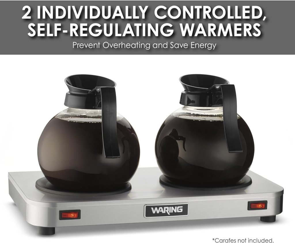 Waring Commercial WCW20 Café Deco Double Coffee Carafe Warmer, 120V, 5-15 Phase Plug,Silver Waring Commercial WCW20 Café Deco Double Coffee Carafe Warmer, 120V, 5-15 Phase Plug,Silver