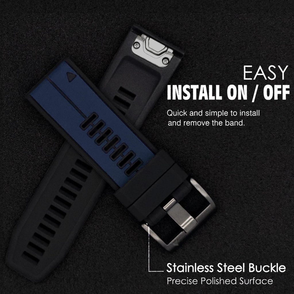 Abanen Quick Fit 26mm Silicone Watch Bands for Garmin Fenix 7X / Fenix 6X / Fenix 5X / Instinct 2X,Soft Sport Bicolor Waterproof Wristband Strap for Garmin Enduro 2, epix Pro 51mm,Tactix 7 Pro