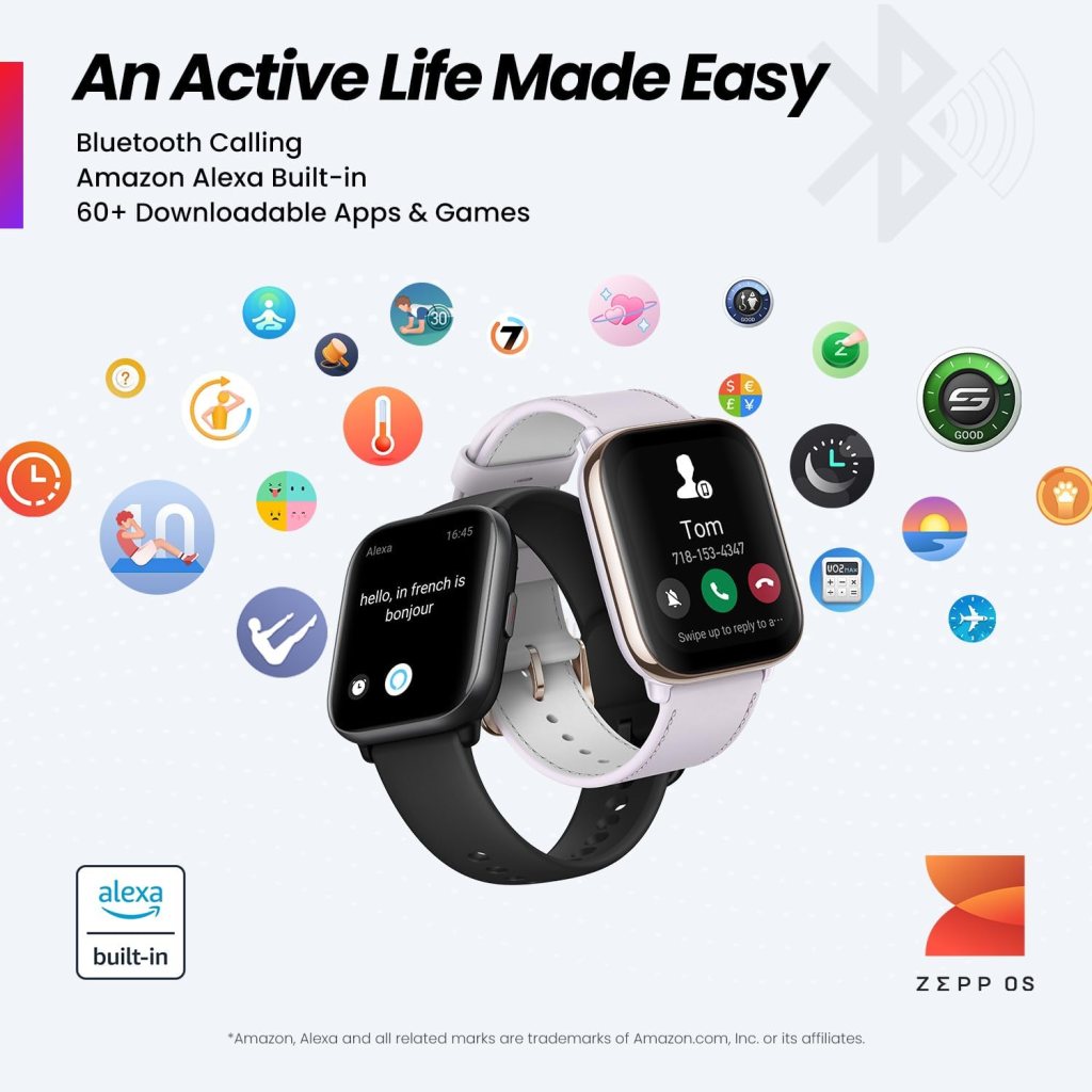Amazfit Active Smart Watch with AI Fitness Exercise Coach, GPS, Bluetooth Calling  Music, 14 Day Battery, 1.75 AMOLED Display  Alexa Built-in, Fitness Watch for Android  iPhone, Black