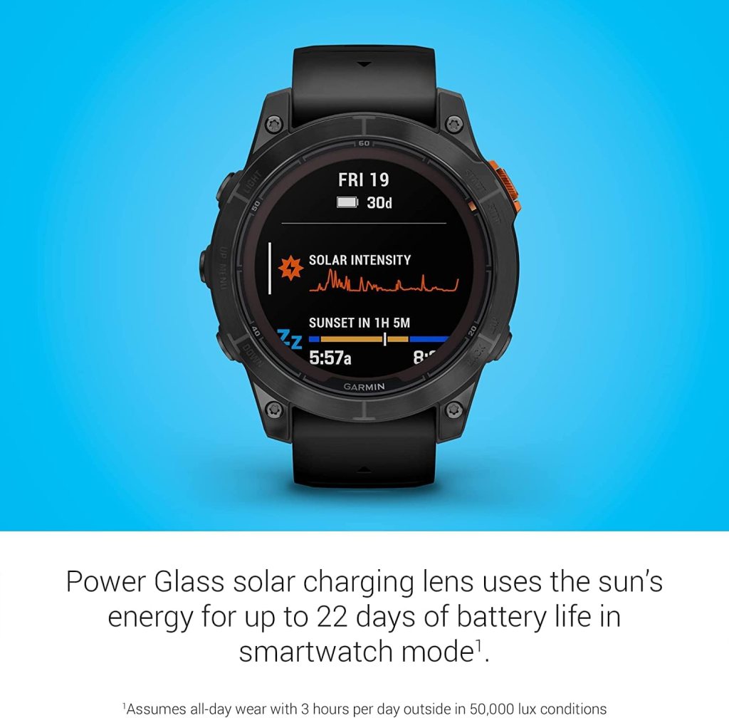 Garmin Fenix 7 Pro Solar, Glass, Slate Gray Steel, Black High Performance Smartwatch, Advanced Training Technology with Charging Stand, Car  Wall Adapters and Cleaning Kit