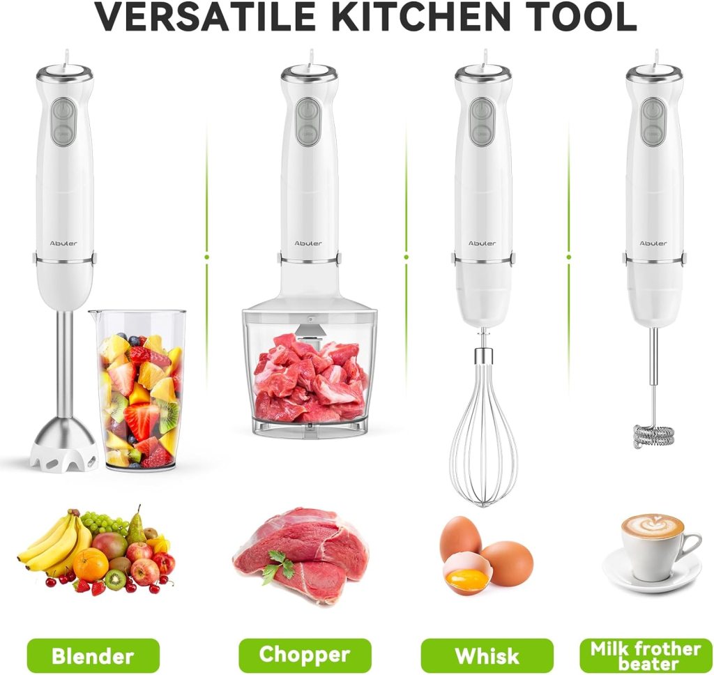 Immersion Blender Handheld, 800W Scratch Resistant Hand Blender, Abuler 5 in 1 Emulsifier Blender Mixer, BPA-Free 12 Speed Stick Blender, Beaker, Chopper, Whisk, Frother, for Soup, Sauce (Black) Immersion Blender Handheld, 800W Scratch Resistant Hand Blender, Abuler 5 in 1 Emulsifier Blender Mixer, BPA-Free 12 Speed Stick Blender, Beaker, Chopper, Whisk, Frother, for Soup, Sauce (Black)