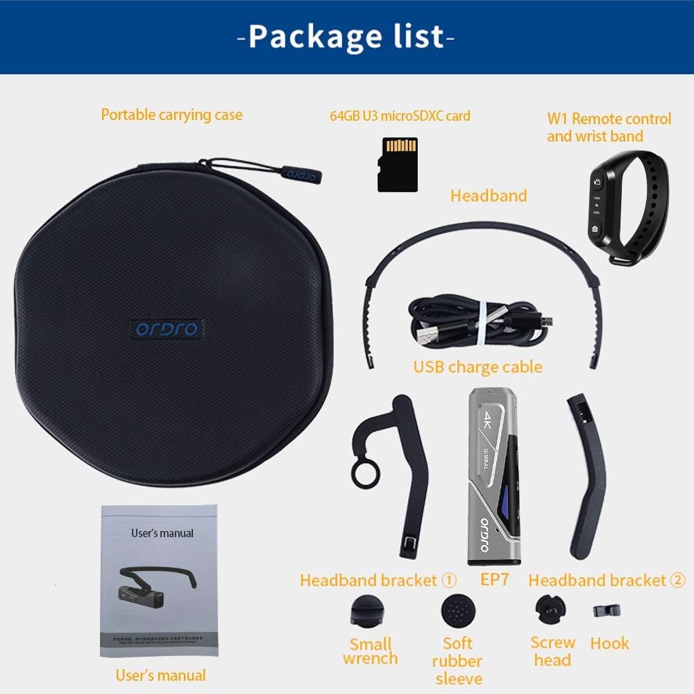 ORDRO 4K Video Camera FPV Vlog Camera Camcorder EP7 4K 60FPS Wearable Video Camera Recorder with Gimbal Stabilizer Remote Control Carrying Case and 64GB MicroSDXC U3 Card ORDRO 4K Video Camera FPV Vlog Camera Camcorder EP7 4K 60FPS Wearable Video Camera Recorder with Gimbal Stabilizer Remote Control Carrying Case and 64GB MicroSDXC U3 Card