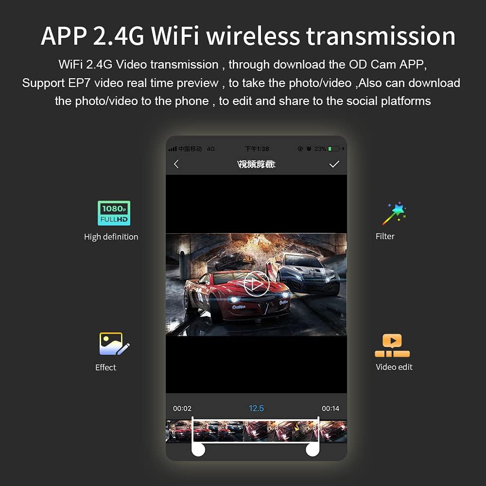 ORDRO EP7 4K 60FPS Camcorder Head-Mounted Video Camera, Wi-Fi APP Control, 2-Axis Gimbal Stabilizer with Remote Control,64GB Micro SD Card