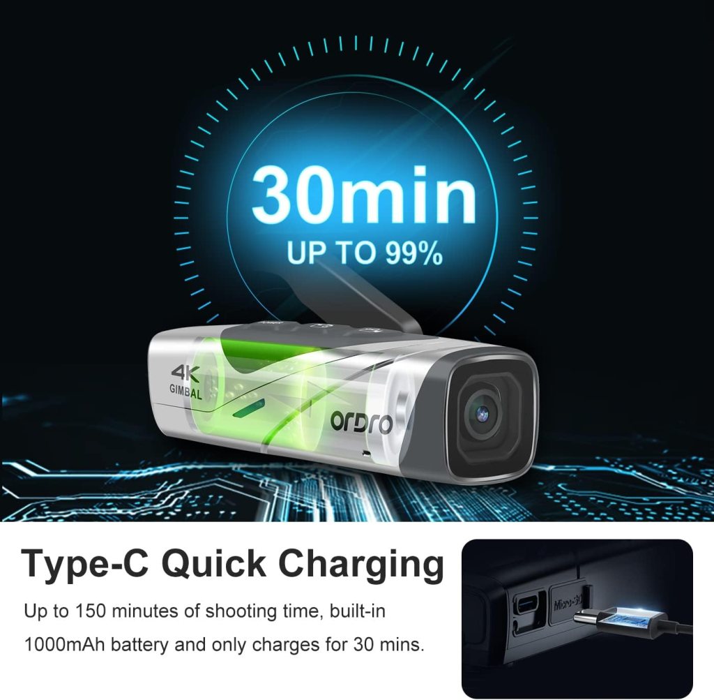 ORDRO EP8 Wearable Camera Hands-Free POV Capture, Ultra HD 4K 60fps Camcorder with 1/2.8 Sensor, 2-Axis Gimbal Stabilizer, 2.4/5G WiFi, Support Type-C Fast Charge, Ideal for Vlog Travel ORDRO EP8 Wearable Camera Hands-Free POV Capture, Ultra HD 4K 60fps Camcorder with 1/2.8 Sensor, 2-Axis Gimbal Stabilizer, 2.4/5G WiFi, Support Type-C Fast Charge, Ideal for Vlog Travel