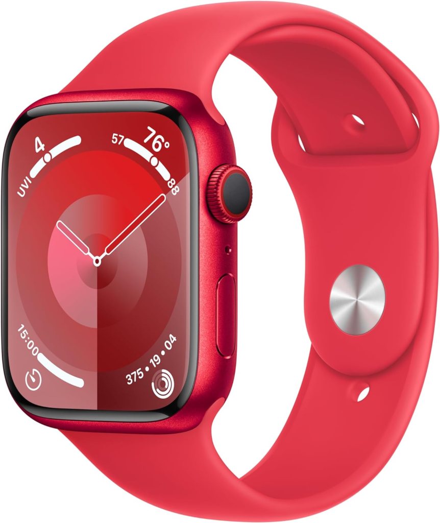 Apple Watch Series 9 [GPS + Cellular 45mm] Smartwatch with (Product) RED Aluminum Case with (Product) RED Sport Band M/L. Fitness Tracker, Blood Oxygen  ECG Apps, Always-On Retina Display