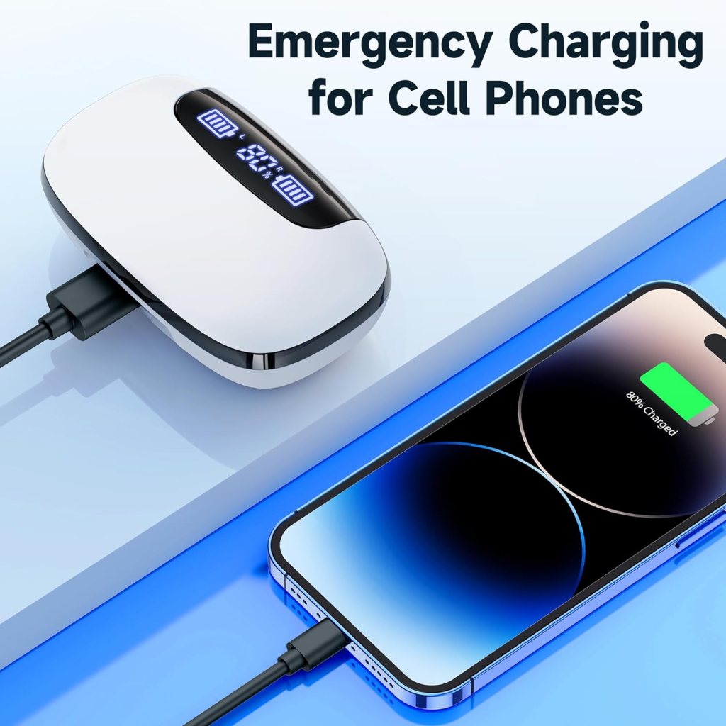 Bluetooth Headphones Wireless Earbuds 120H Playtime Ear Buds IPX7 Waterproof Earphones Digital Power Display Headsets with Charging Case and Mic for Sports Fitness Laptop TV Computer Cell Phone Games