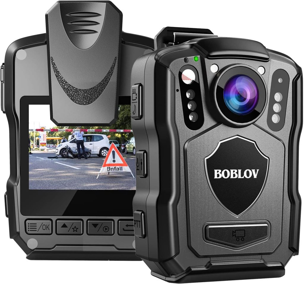 BOBLOV M5 Body Worn Camera, 2K HD 128GB Police Body Camera for Law Enforcement, 4200mAh Battery for 15 Hours Video Record, IP67 Waterproof 2M Anti-Drop, Body Mounted Camera (64GB-NOGPS Style)