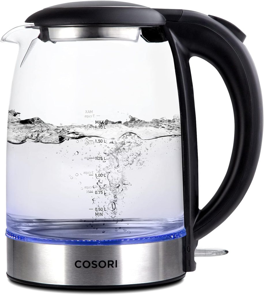COSORI Coffee Grinder Electric, Coffee Beans Grinder, Espresso Grinder, Coffee Mill also, 1500W Wide Opening 1.7L Glass Tea Kettle  Hot Water Boiler  Boil-Dry Protection, Matte Black