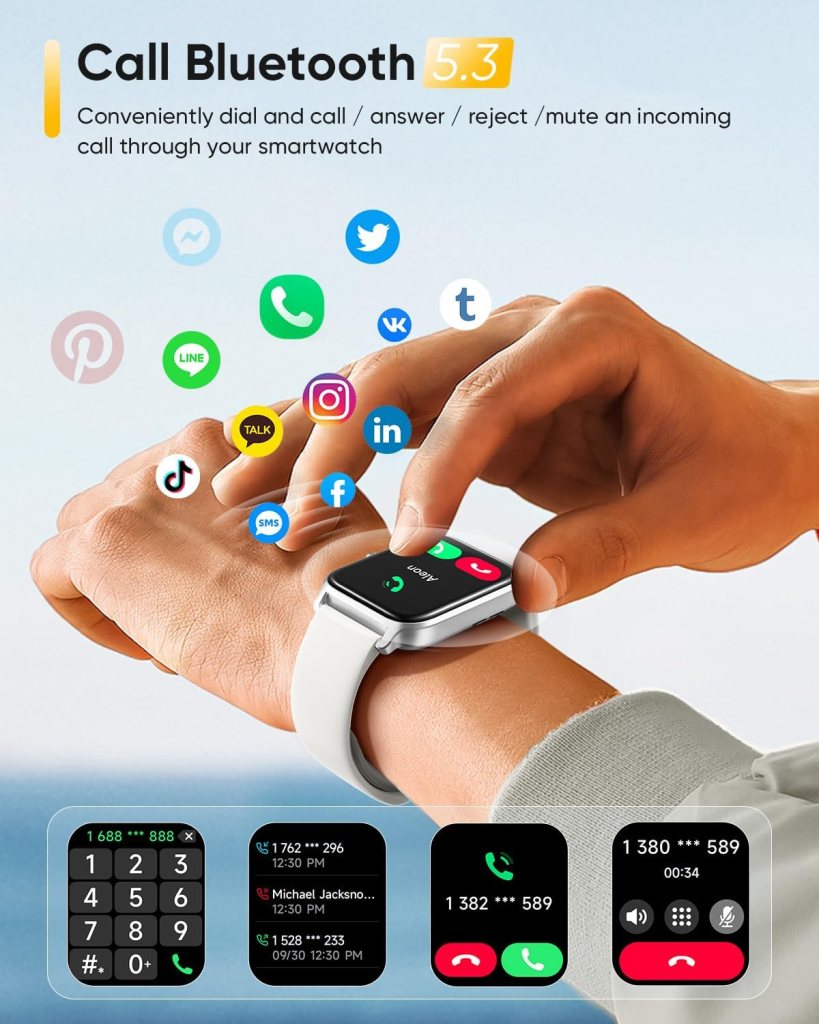 Fitpolo Smart Watch for Men Women Android, Alexa Built-in [1.8 HD Screen] IP68 Waterproof Fitness Watch Bluetooth Call for Android  iPhone with Heart Rate/Sleep/SpO2 Monitor,105+ Sports Trackers
