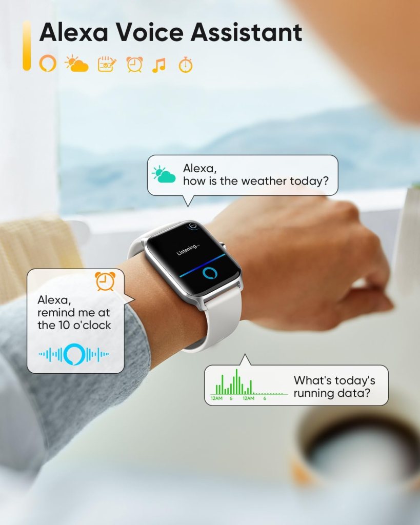 Fitpolo Smart Watch for Men Women Android, Alexa Built-in [1.8 HD Screen] IP68 Waterproof Fitness Watch Bluetooth Call for Android  iPhone with Heart Rate/Sleep/SpO2 Monitor,105+ Sports Trackers