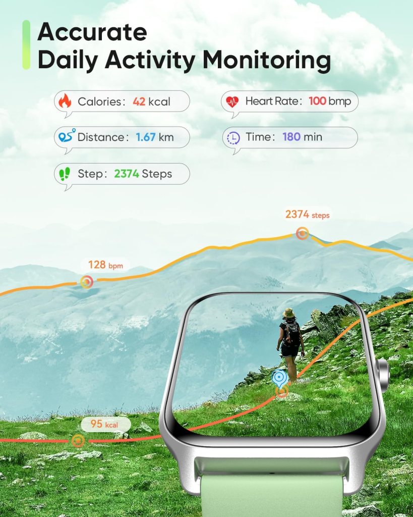 Fitpolo Smart Watch for Men Women Android, Alexa Built-in [1.8 HD Screen] IP68 Waterproof Fitness Watch Bluetooth Call for Android  iPhone with Heart Rate/Sleep/SpO2 Monitor,105+ Sports Trackers