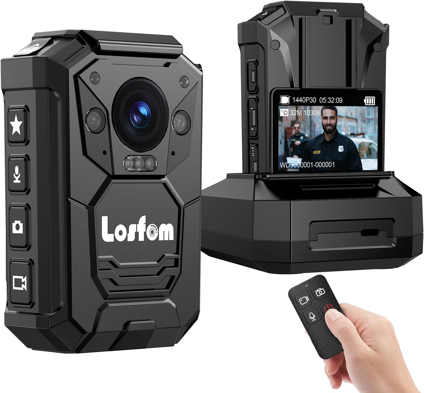 losfom-wd9-2k-body-mounted-camera128g-gps-body-camera-with-remote-control3500mah-battery-for-16hours-video-recordingwate